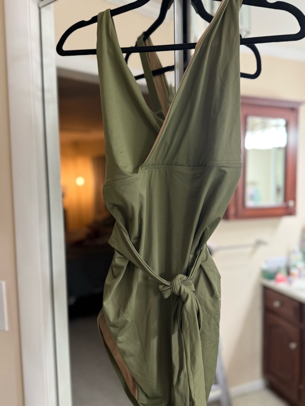 Gap Matetnity Olive Green One-Piece Wrap Swimsuit size XXL
